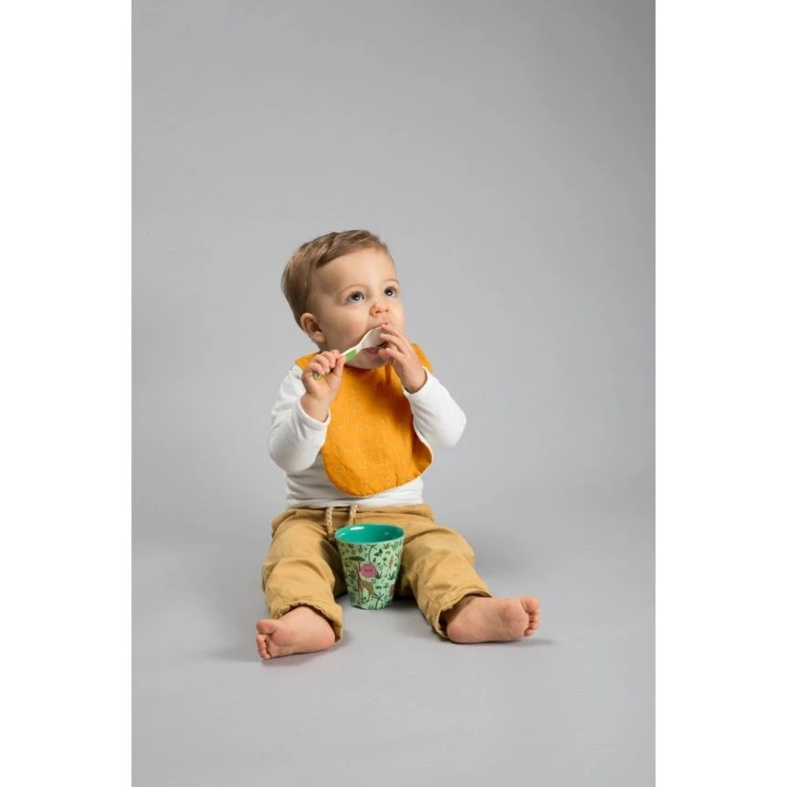 Bib - Baby Size Gaze Dentelle Ocre 2 Bib - Baby Size Gaze Dentelle Ocre – Image 2