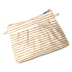 Mini Pleated Clutch Bag Rayé Or Blanc