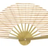 Hand-Held Fan Rayé Or Blanc