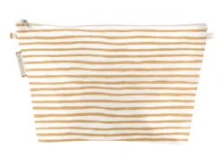 Cosmetic Bag With Flap Rayé Or Blanc