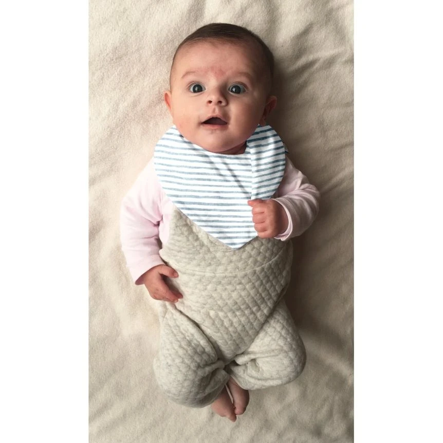 Bandana Bib Striped Blue Gray Glitter 2 Bandana Bib Striped Blue Gray Glitter – Image 2