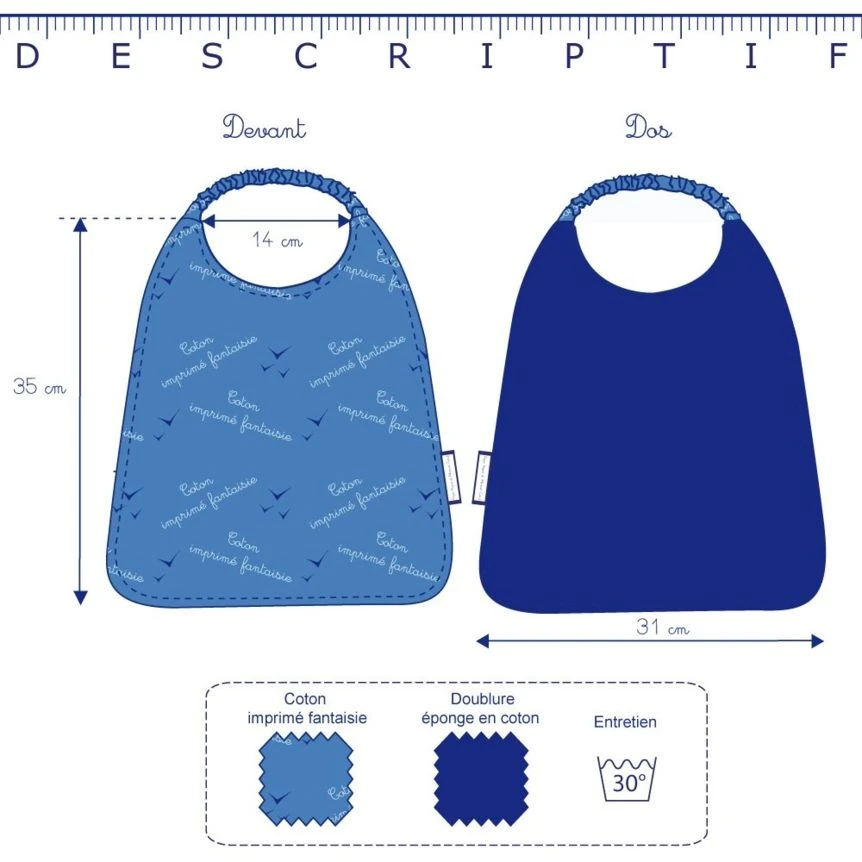 Elastic Napkin Child Oxford Blue 2 Elastic Napkin Child Oxford Blue – Image 2