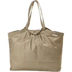 Pleated Tote Bag - Medium Size Golden Linen