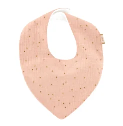 Bandana Bib Gaze Pois Or Rose