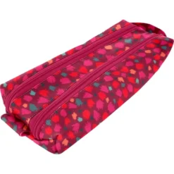 Double Compartment School Kit Pompons Cerise