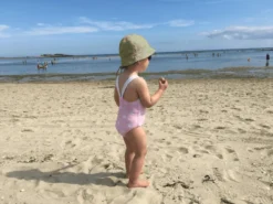 Sun Hat For Baby Almond Green With Golden Dots Gauze