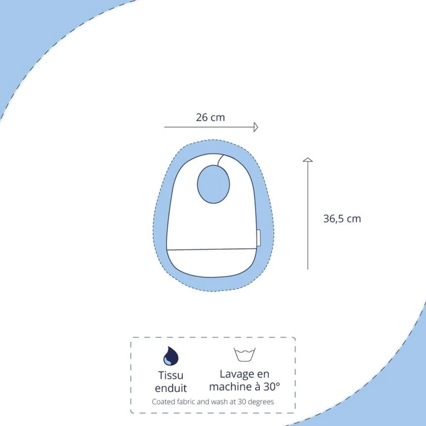 Coated Fabric Bib Paradis Bleu 2 Coated Fabric Bib Paradis Bleu – Image 2