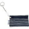 Keyring Wallet Striped Silver Dark Blue