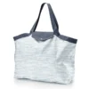 Tote Bag With A Zip Striped Blue Gray Glitter