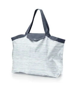 Tote Bag With A Zip Striped Blue Gray Glitter