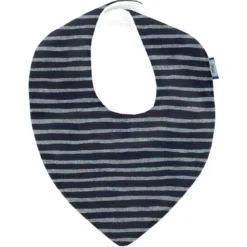 Bandana Bib Striped Silver Dark Blue
