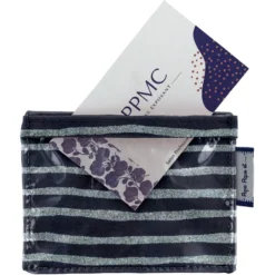 Badge Holder Striped Silver Dark Blue