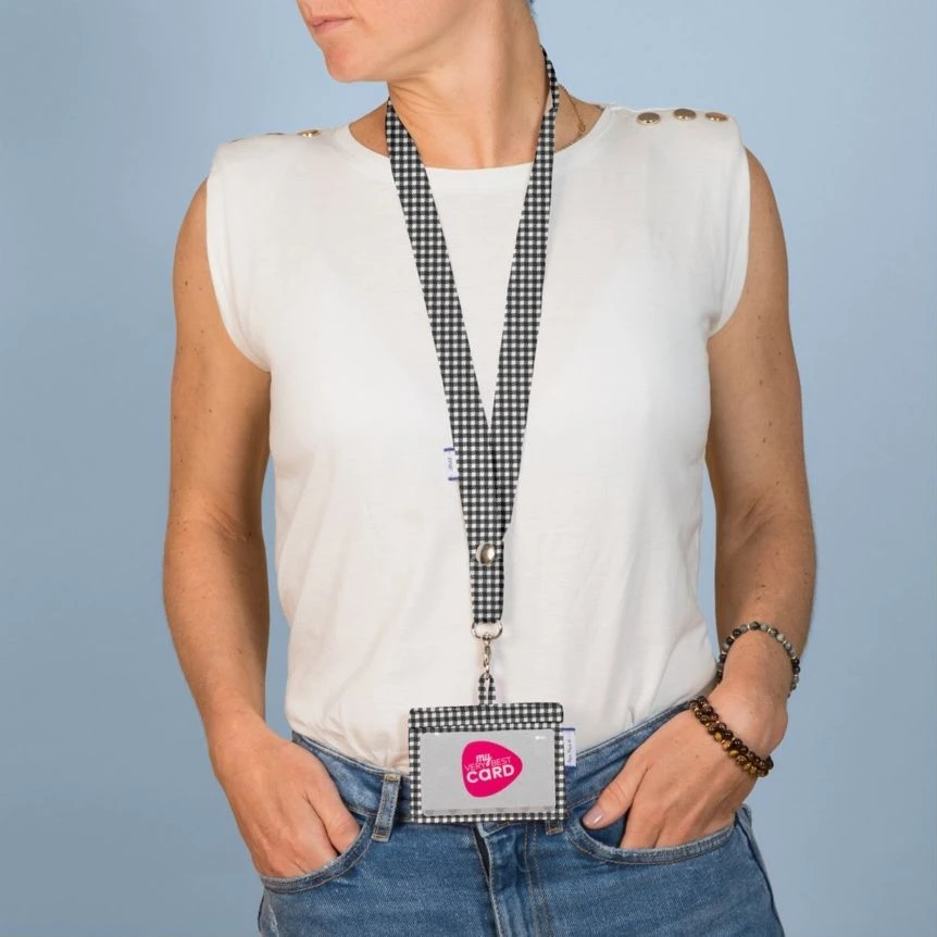 Lanyard Necklace Vichy Noir 2 Lanyard Necklace Vichy Noir – Image 2