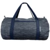 Duffle Bag Striped Silver Dark Blue