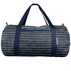 Duffle Bag Striped Silver Dark Blue