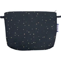 Coton Clutch Bag Gaze Pois Or Marine