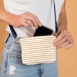 Tiny Coton Clutch Bag Rayé Or Blanc -Chic Bags Soldes b8bed87915a27bff23e401bfb4a6