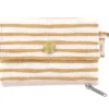 Zipper Pouch Card Purse Rayé Or Blanc