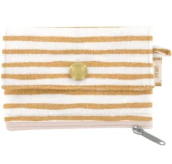 Zipper Pouch Card Purse Rayé Or Blanc