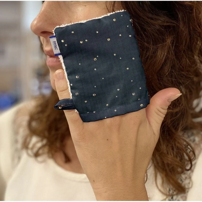 Make-Up Remover Glove Gaze Pois Or Marine 2 Make-Up Remover Glove Gaze Pois Or Marine – Image 2