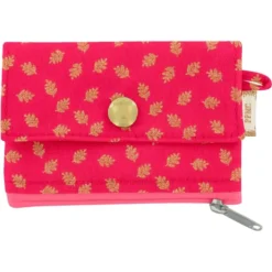 Zipper Pouch Card Purse Feuillage Or Rose