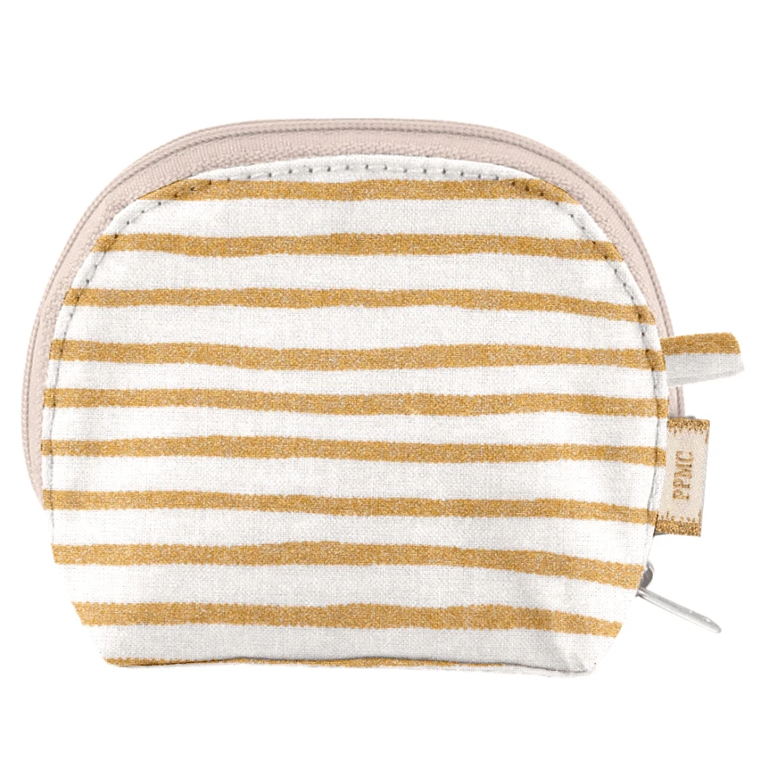 Gusset Coin Purse Rayé Or Blanc 1 Gusset Coin Purse Rayé Or Blanc