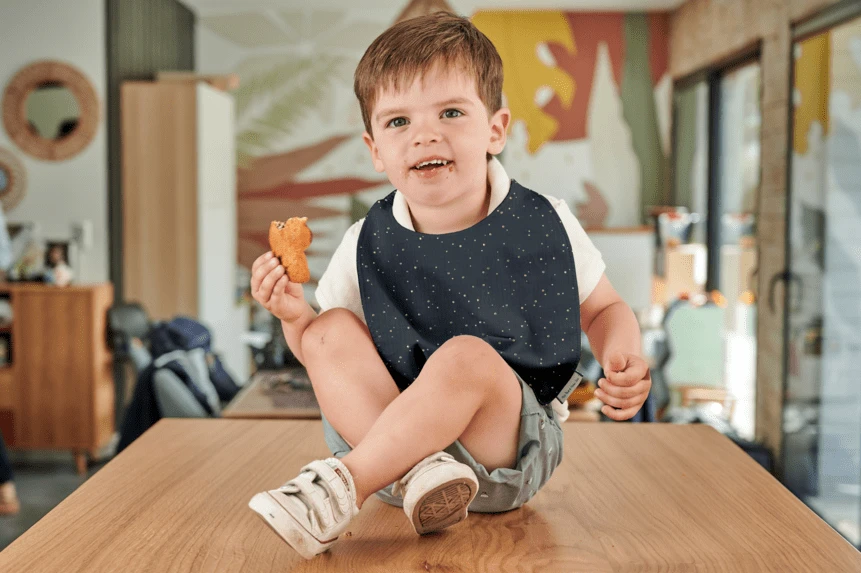 Elastic Napkin Child Gaze Pois Or Marine 2 Elastic Napkin Child Gaze Pois Or Marine – Image 2