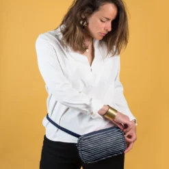 Belt Bag Striped Silver Dark Blue -Chic Bags Soldes e8cabd711c55df8fd8bf2fa0221c