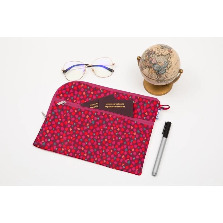 Document Holder A5 Pompons Cerise 2 Document Holder A5 Pompons Cerise – Image 2