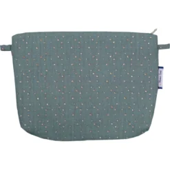 Coton Clutch Bag Gaze Pois Or Bleu Gris