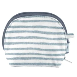 Gusset Coin Purse Striped Blue Gray Glitter
