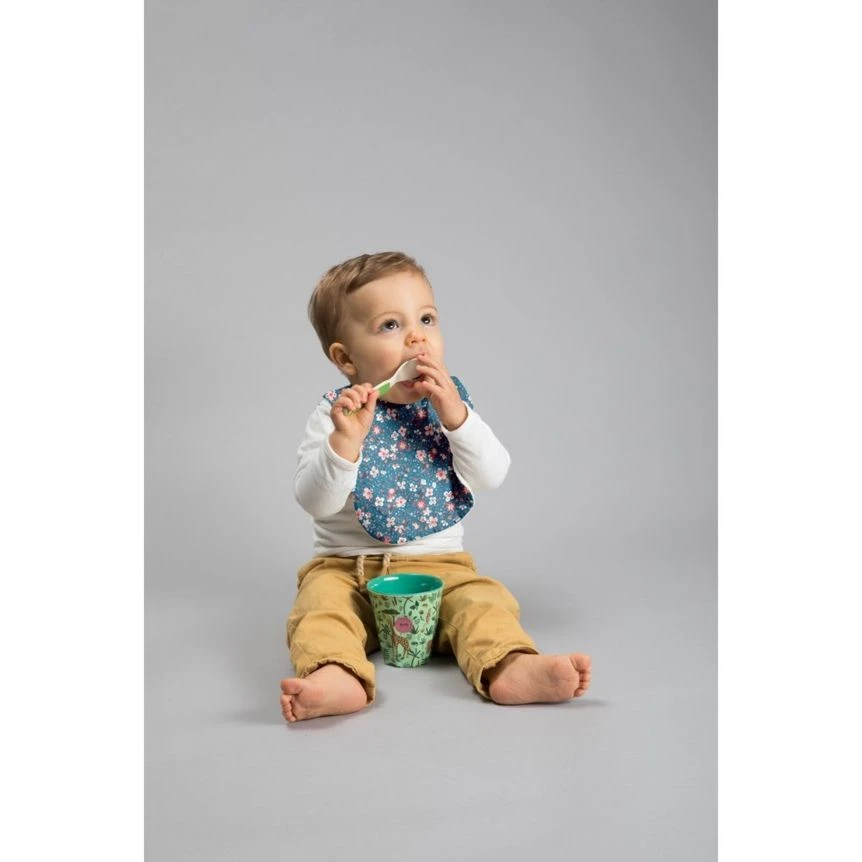 Bib - Baby Size Fleuri Nude Ardoise 2 Bib - Baby Size Fleuri Nude Ardoise – Image 2